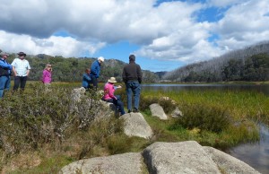 The group on the shores of Lake Catani high on the Mt Buffalo plateau.